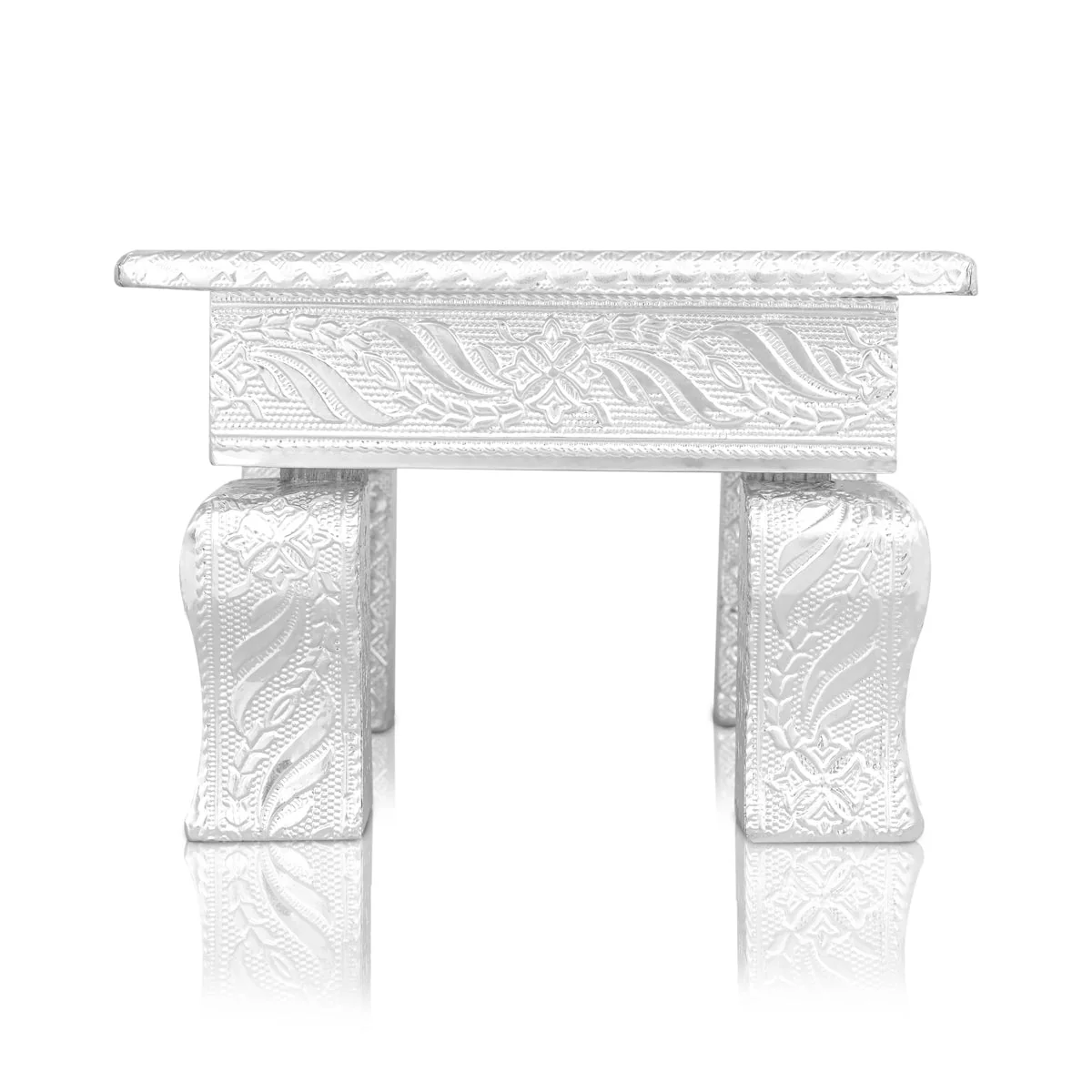 Bajot - 2 x 6 Inches | Silver Chowki/ Manai Palagai for Pooja/ 585 Gms Approx - Image 2