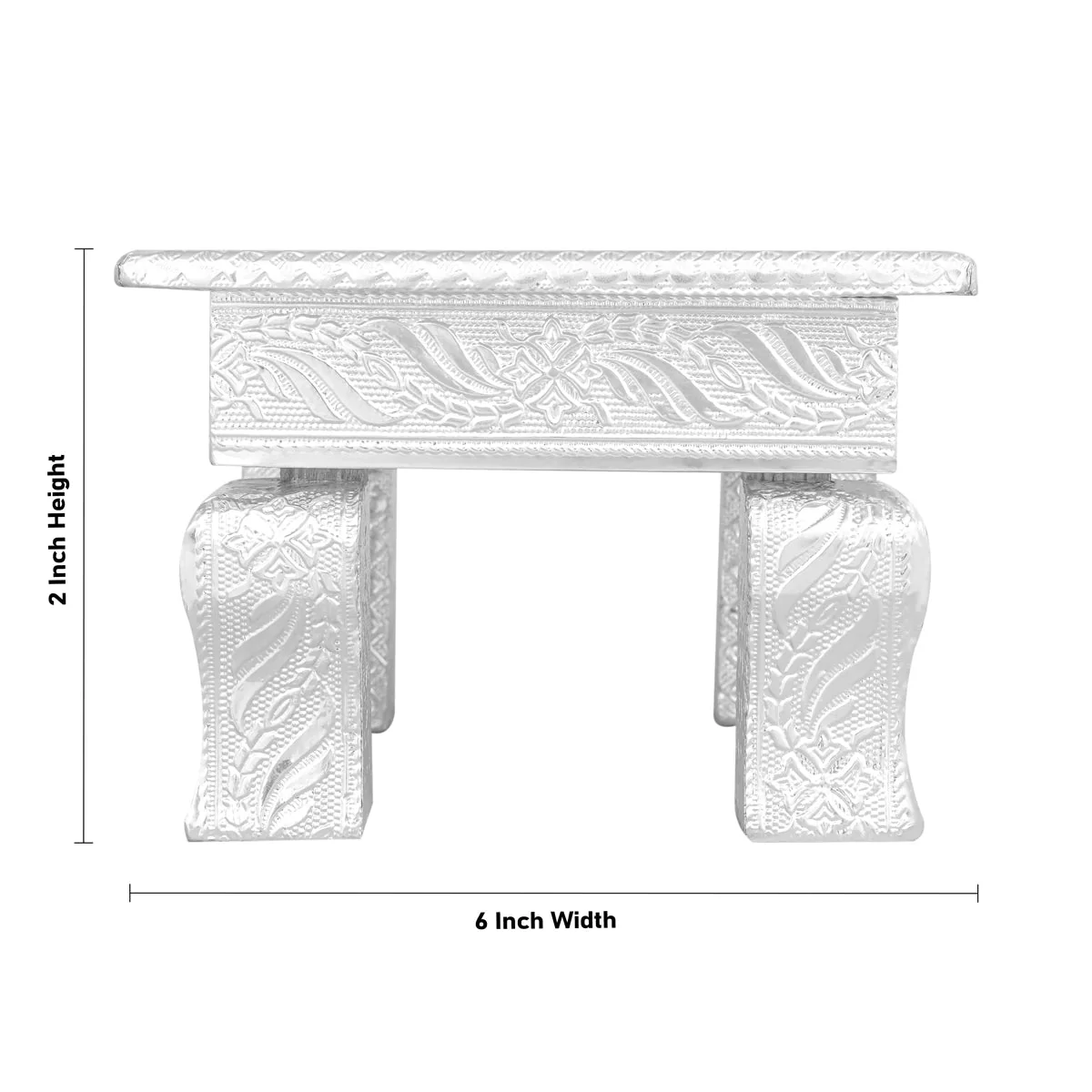 Bajot - 2 x 6 Inches | Silver Chowki/ Manai Palagai for Pooja/ 585 Gms Approx - Image 3