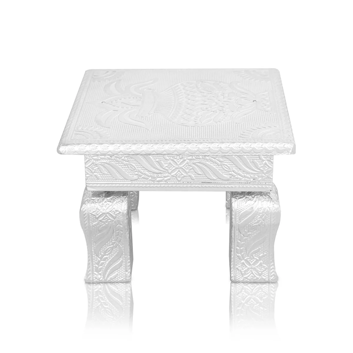 Bajot - 2 x 6 Inches | Silver Chowki/ Manai Palagai for Pooja/ 585 Gms Approx - Image 4