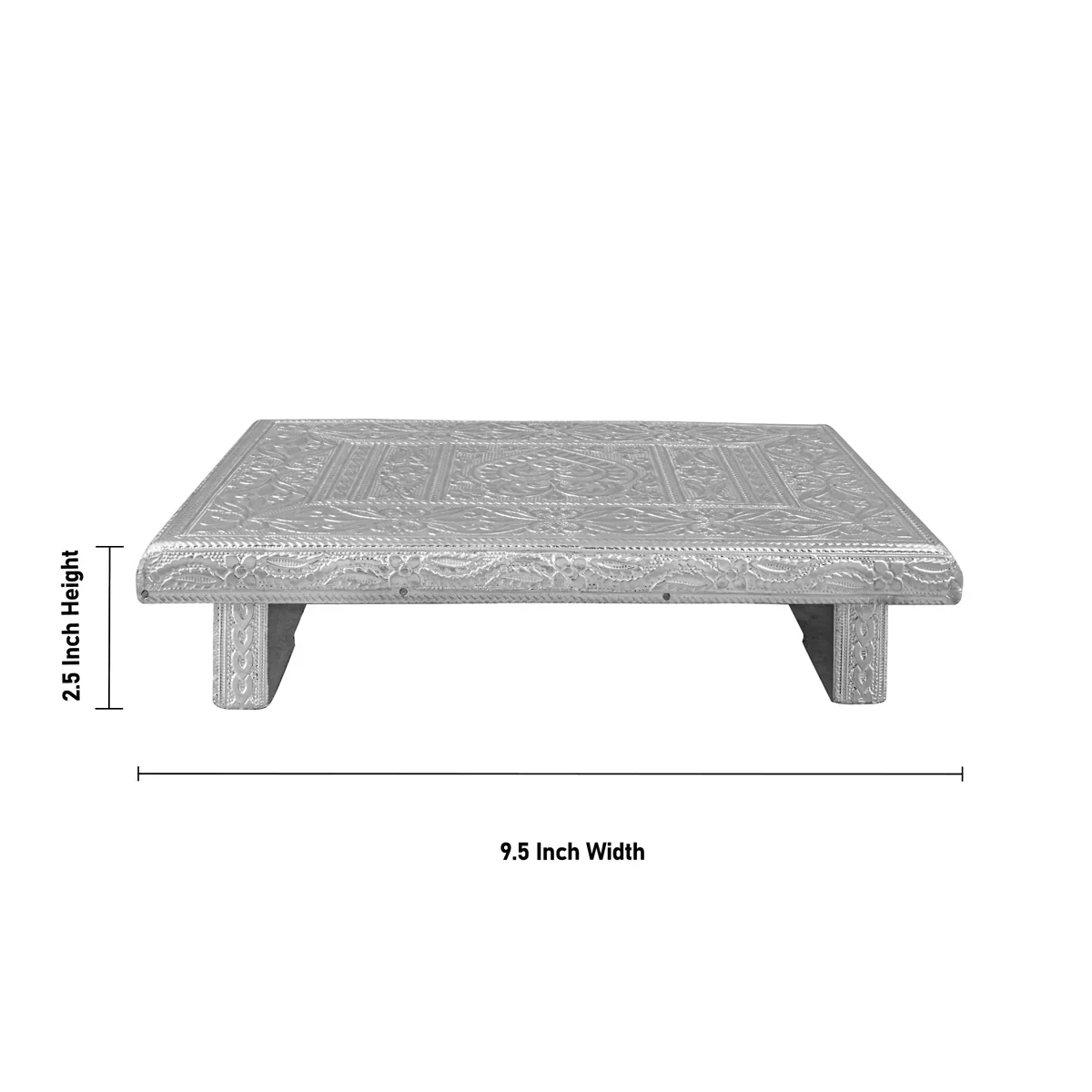 Bajot - 3 x 10 x 7 Inches | Silver Polish Chowki/ Manai Palagai for Pooja/ 695 Gms Approx - Image 3