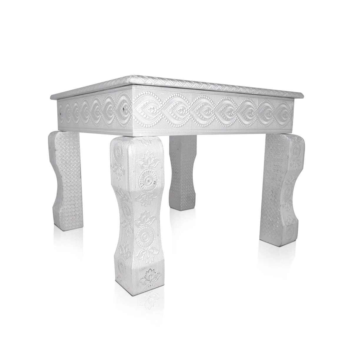 Bajot - 3 x 15 x 15 Inches | Silver Polish Chowki/ Manai Palagai for Pooja - Image 3
