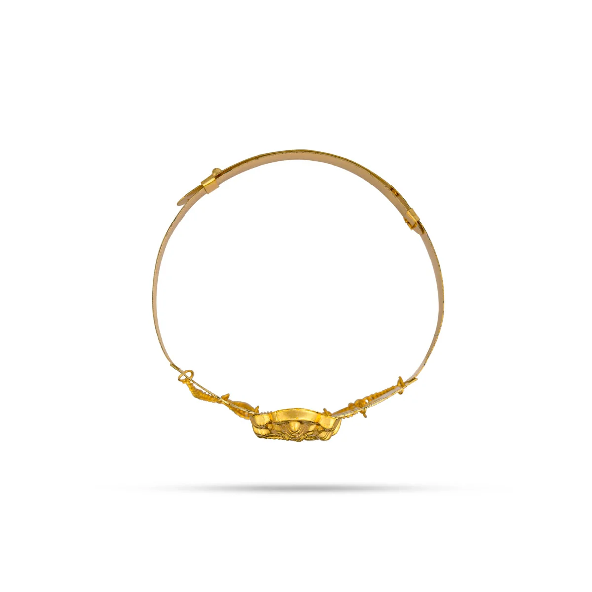 Baju Band Jewellery Pair - 2.5 Inches | Gold Polish Vanki/ Mahalakshmi Design Armlet Jewelry For Baby - Image 3