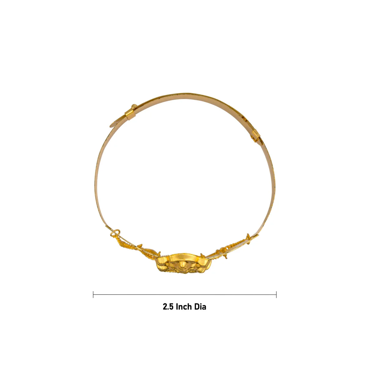 Baju Band Jewellery Pair - 2.5 Inches | Gold Polish Vanki/ Mahalakshmi Design Armlet Jewelry For Baby - Image 5