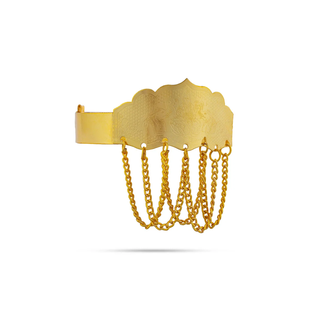 Baju Band Jewellery Pair - 2.5 Inches | Mahalakshmi Design Armlet Jewelry/ Gold Polish Vanki For Baby - Image 2