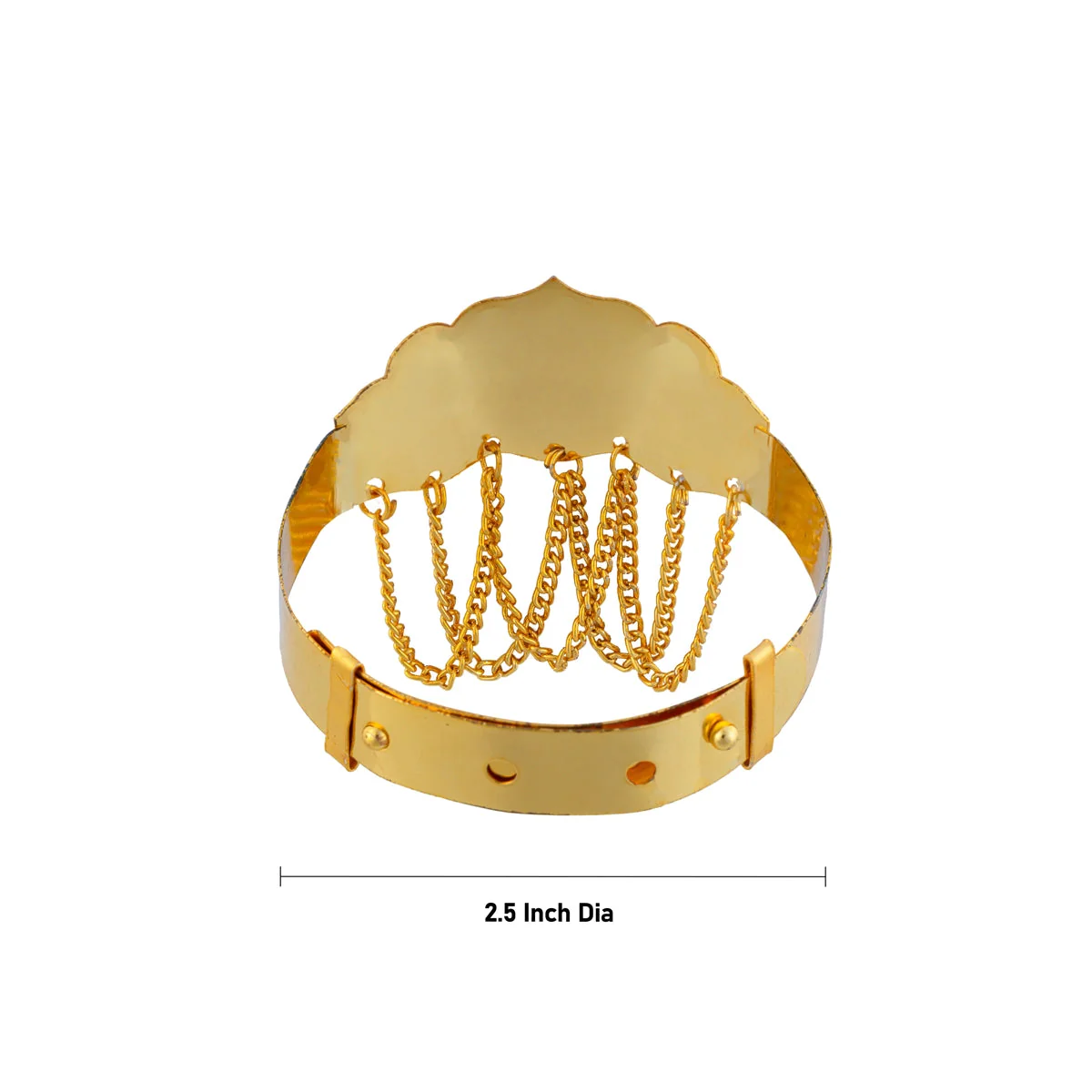 Baju Band Jewellery Pair - 2.5 Inches | Mahalakshmi Design Armlet Jewelry/ Gold Polish Vanki For Baby - Image 5