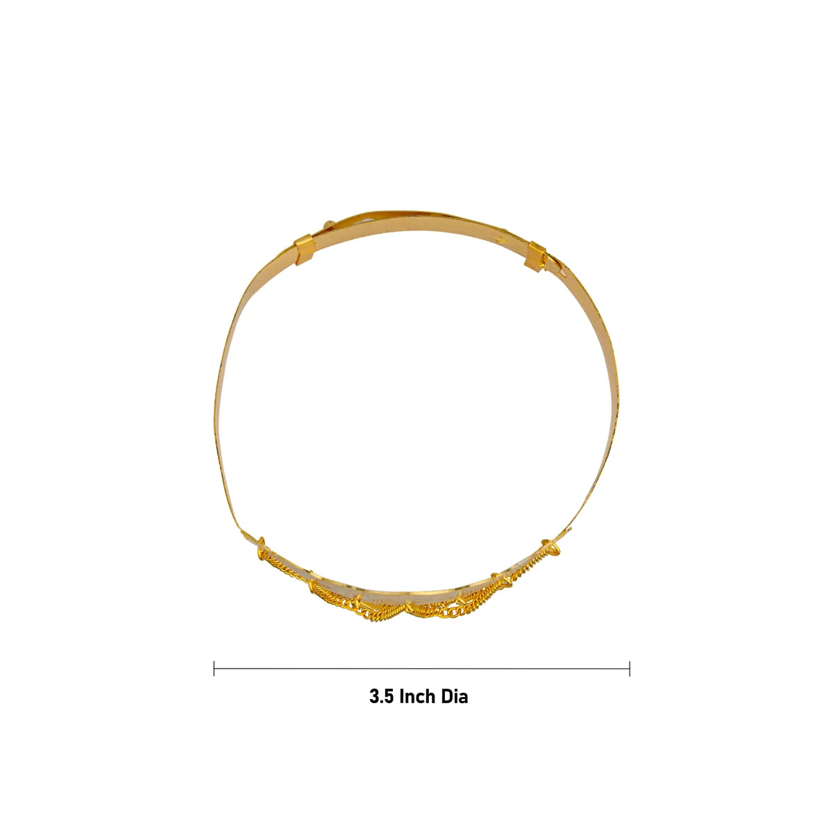Baju Band Jewellery Pair - 3.5 Inches | Gold Polish Vanki/ Mahalakshmi Design Armlet Jewelry For Baby - Image 4