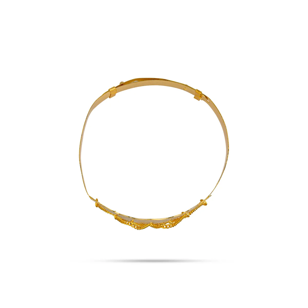 Baju Band Jewellery Pair - 3.5 Inches | Gold Polish Vanki/ Mahalakshmi Design Armlet Jewelry For Baby - Image 5