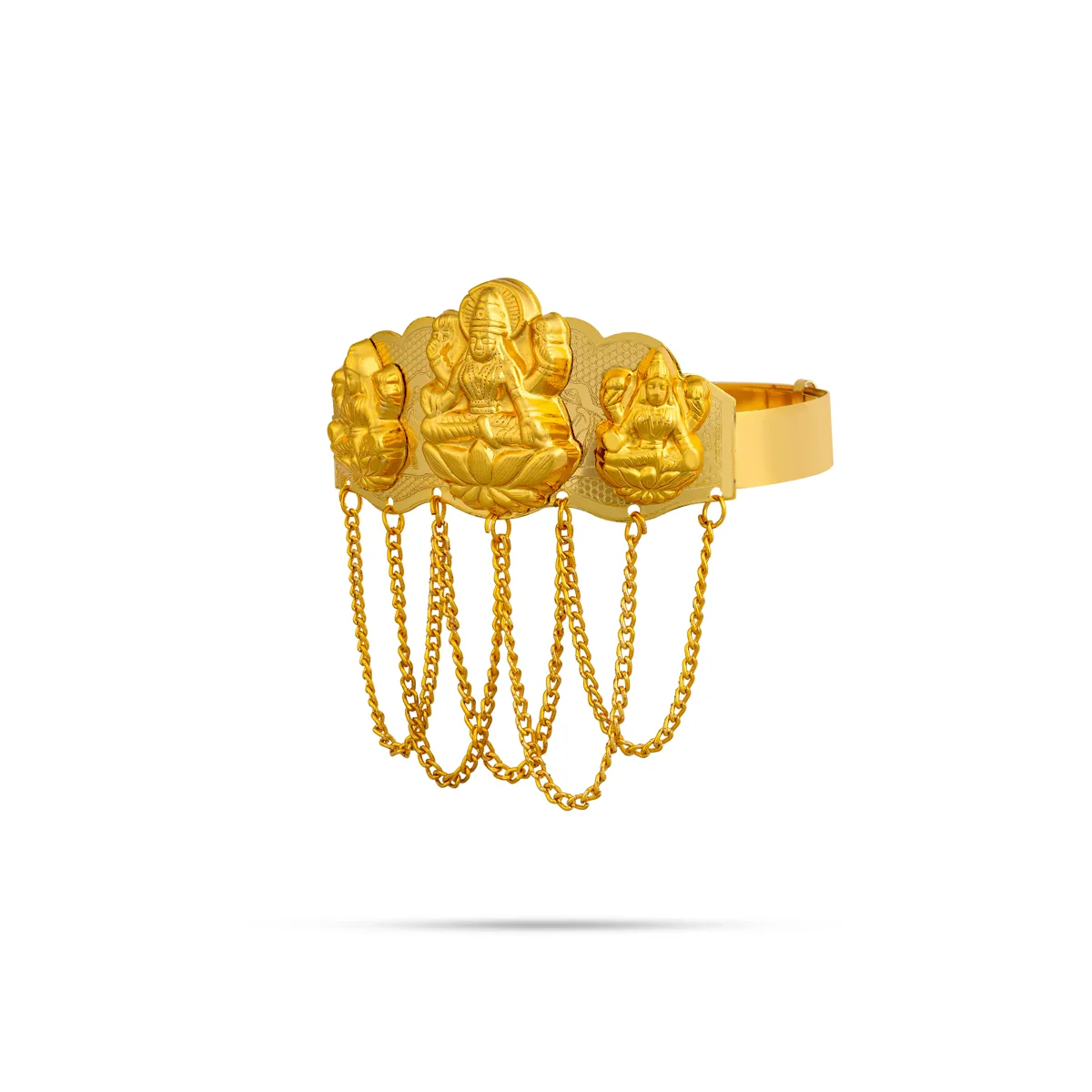 Baju Band Jewellery Pair - 3 Inches | Mahalakshmi Design Armlet Jewelry/ Gold Polish Vanki For Baby - Image 6