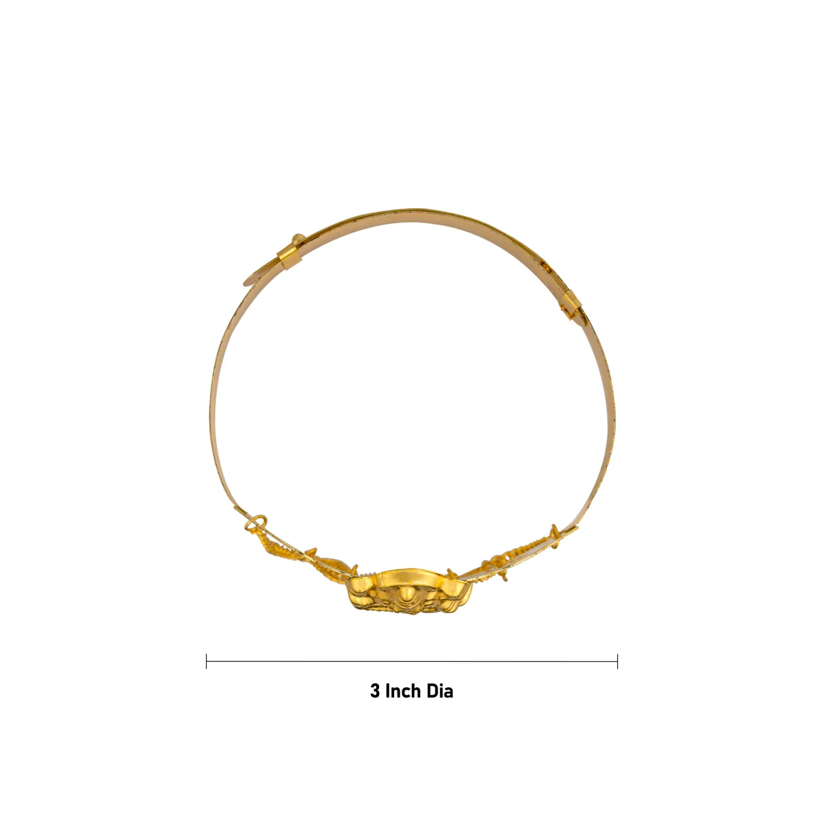 Baju Band Jewellery Pair - 3 Inches | Mahalakshmi Design Armlet Jewelry/ Gold Polish Vanki For Baby - Image 7