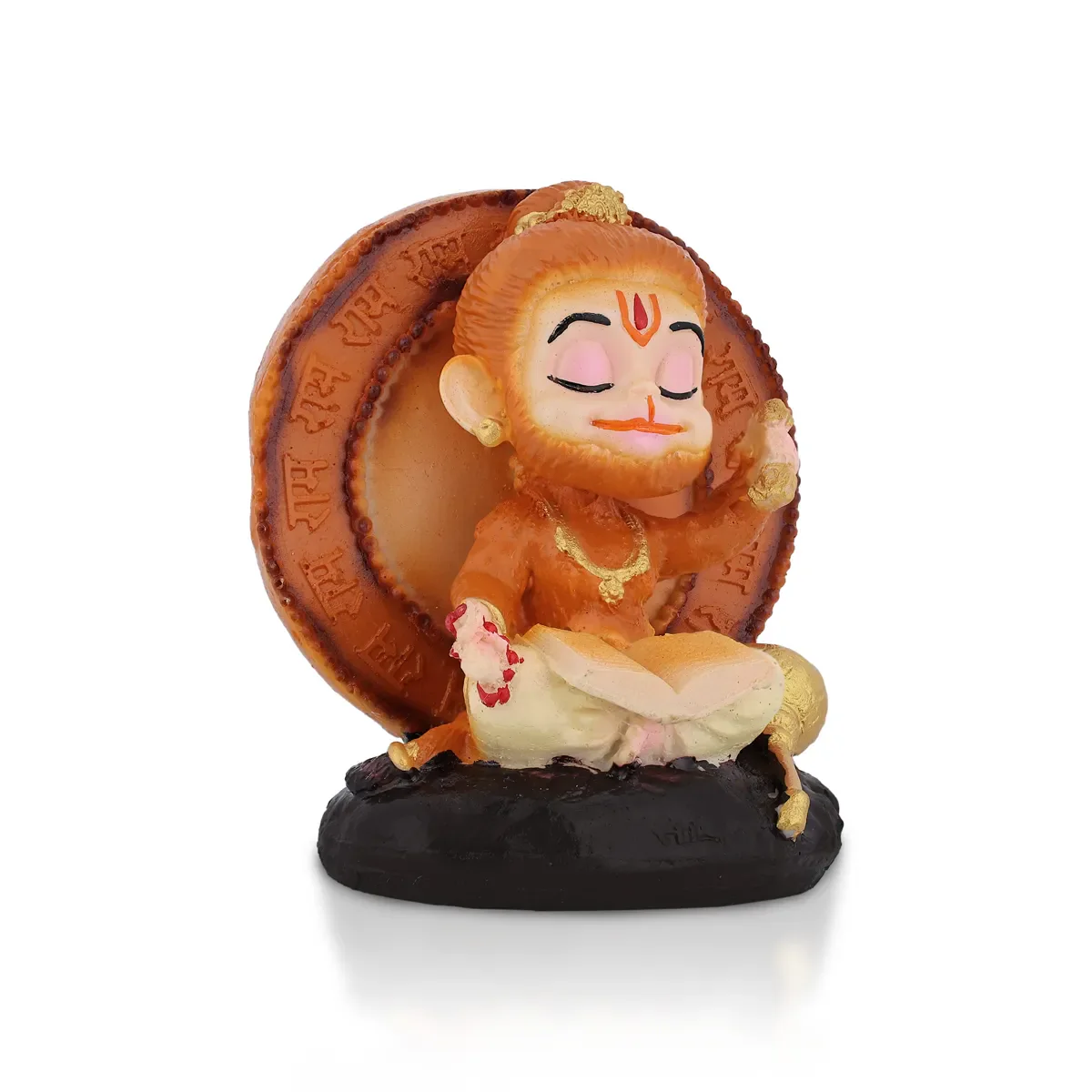 Bala Hanuman Sitting On Base Murti - 3.5 X 3.25 Inches | Marble Dust Idol/ Anjaneya Statue For Home Pooja - Image 2
