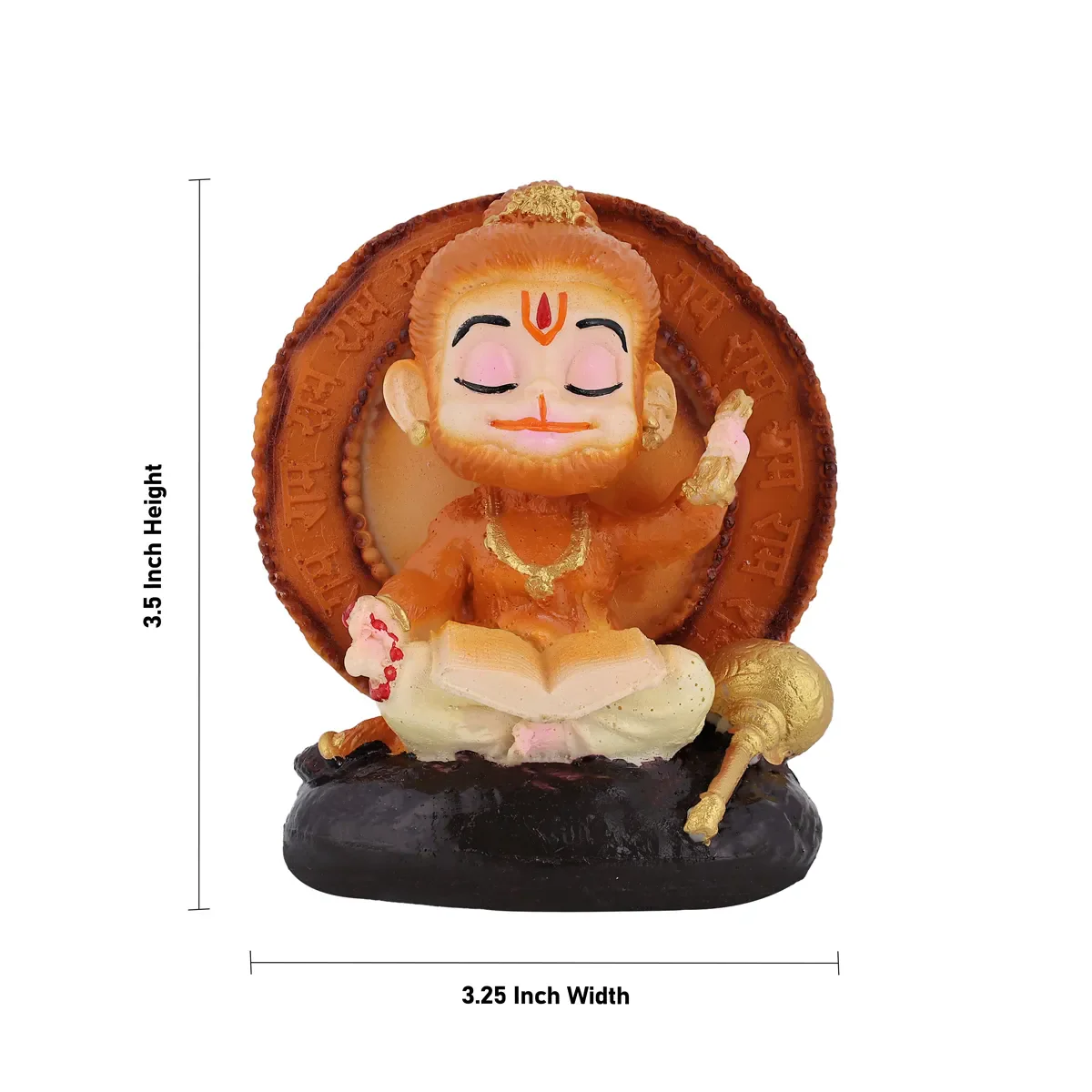 Bala Hanuman Sitting On Base Murti - 3.5 X 3.25 Inches | Marble Dust Idol/ Anjaneya Statue For Home Pooja - Image 4