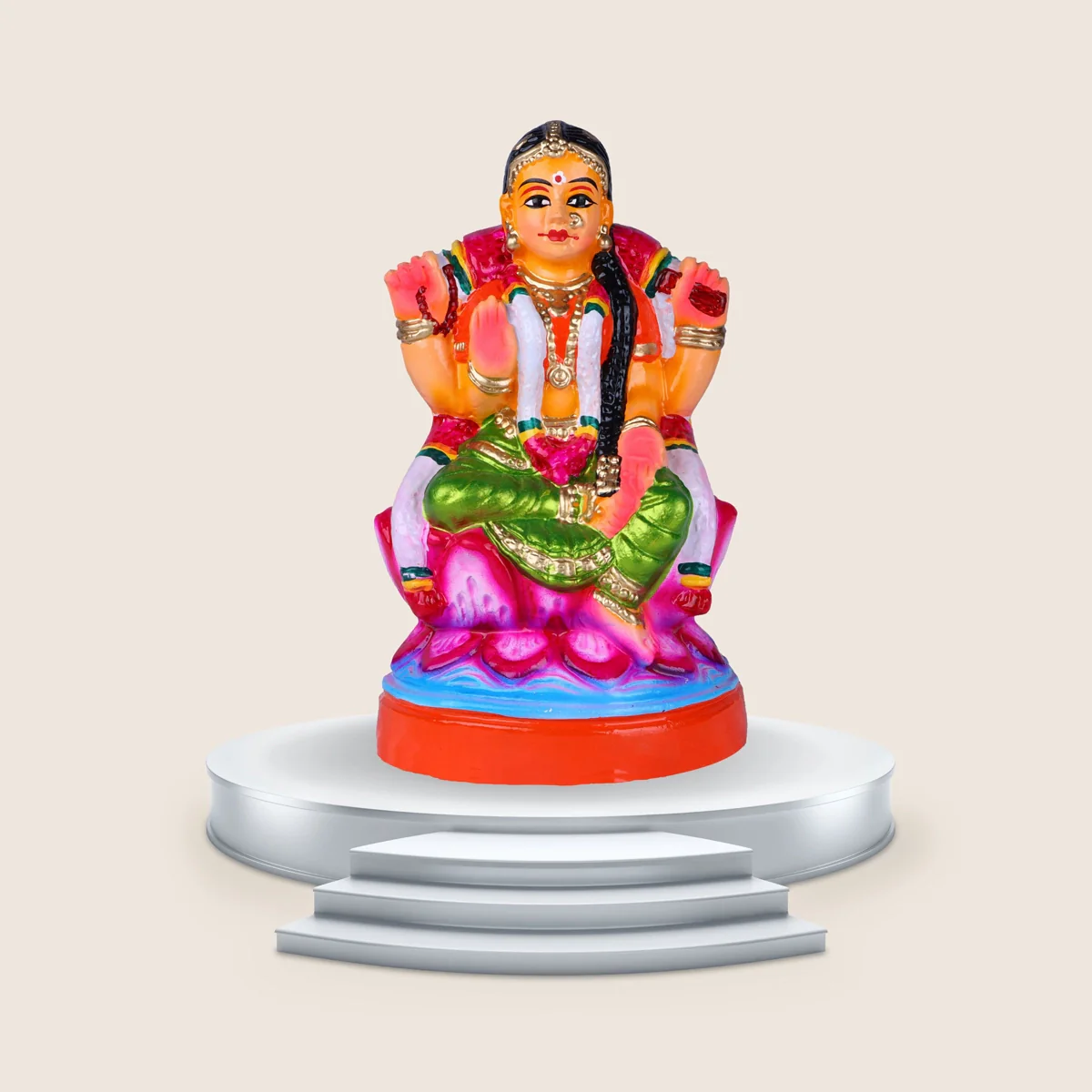 Bala Tripura Sundari Clay Golu Bommai - 10 x 5.5 Inches | Giri Golu Doll/ Navaratri Golu Bomma/Gombe/Bommai - Image 6
