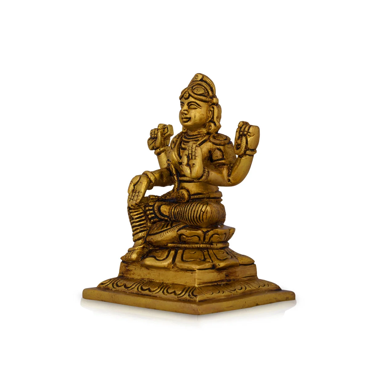 Bala Tripura Sundari Devi Sitting On Base- 5 X 3.5 Inches | Bala Tripura Sundari Idol/Antique Brass Idol For Pooja - Image 2