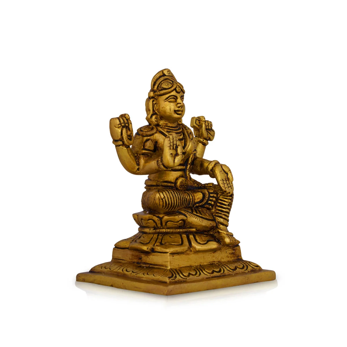 Bala Tripura Sundari Devi Sitting On Base- 5 X 3.5 Inches | Bala Tripura Sundari Idol/Antique Brass Idol For Pooja - Image 3