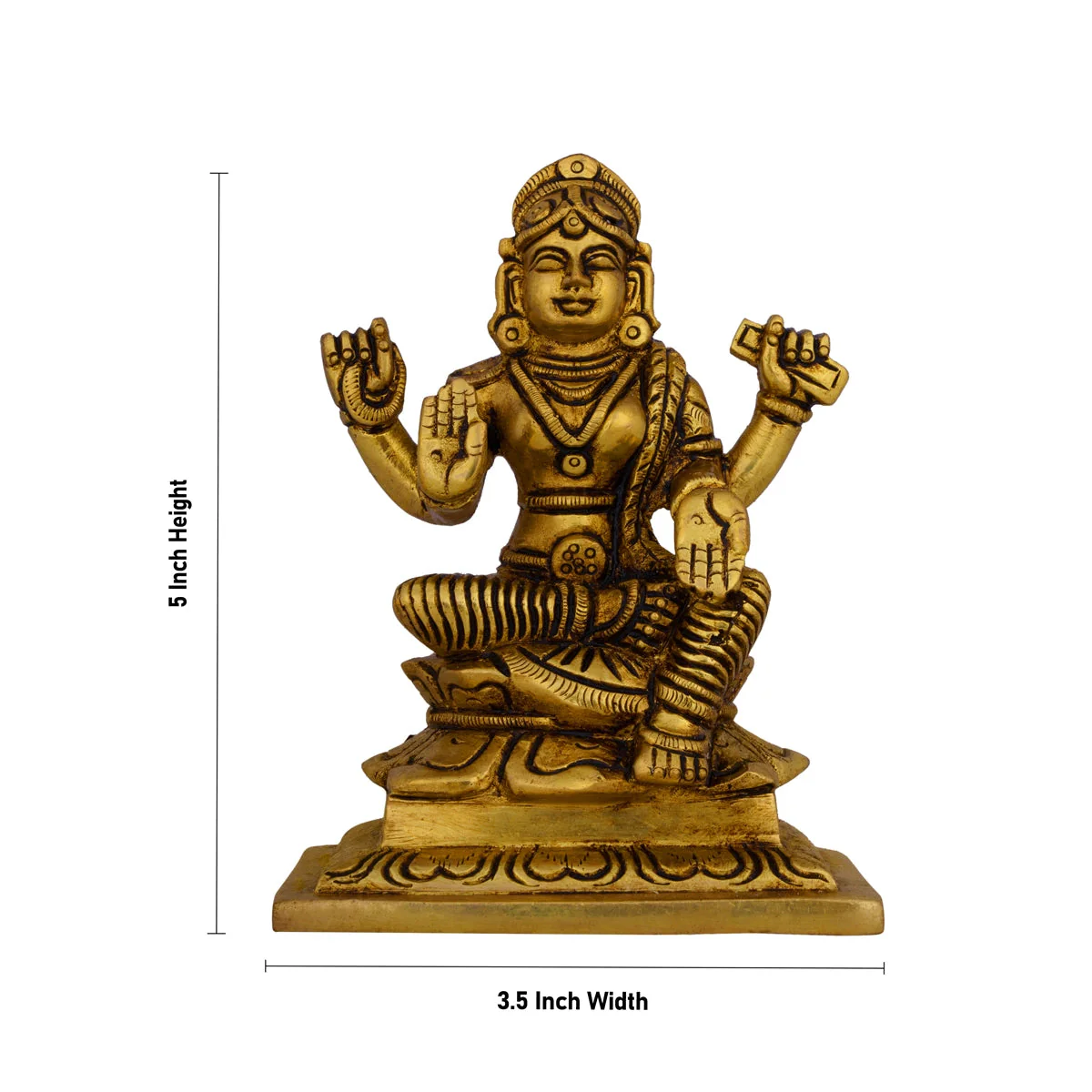 Bala Tripura Sundari Devi Sitting On Base- 5 X 3.5 Inches | Bala Tripura Sundari Idol/Antique Brass Idol For Pooja - Image 4