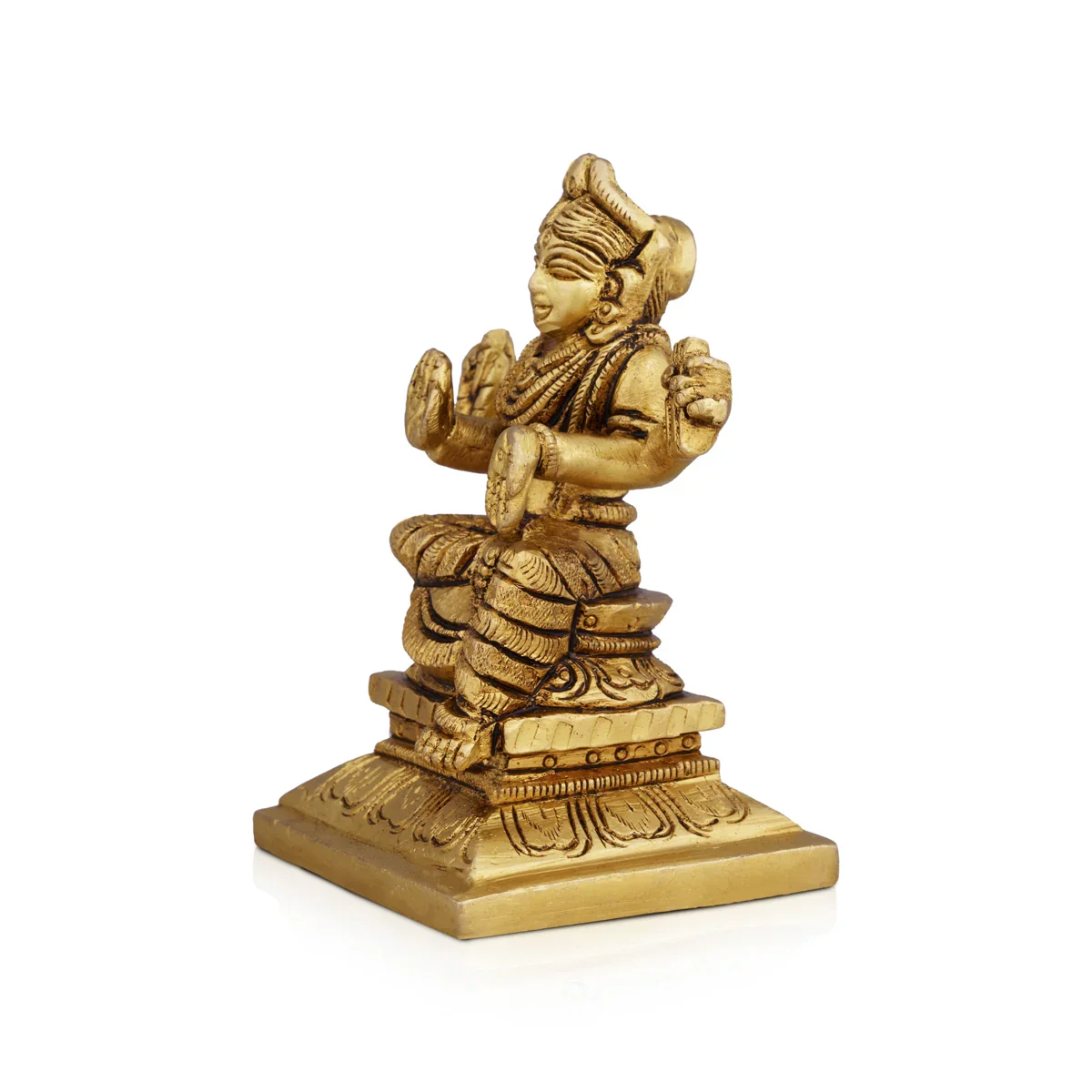 Bala Tripura Sundari Idol - 3.5 x 2.5 Inches | Antique Brass Idol/ Balambigai Statue for Pooja/ 400 Gms Approx - Image 2
