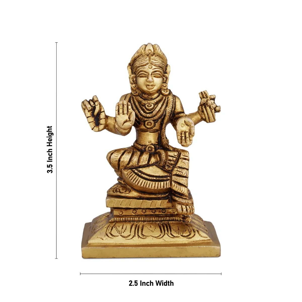 Bala Tripura Sundari Idol - 3.5 x 2.5 Inches | Antique Brass Idol/ Balambigai Statue for Pooja/ 400 Gms Approx - Image 5