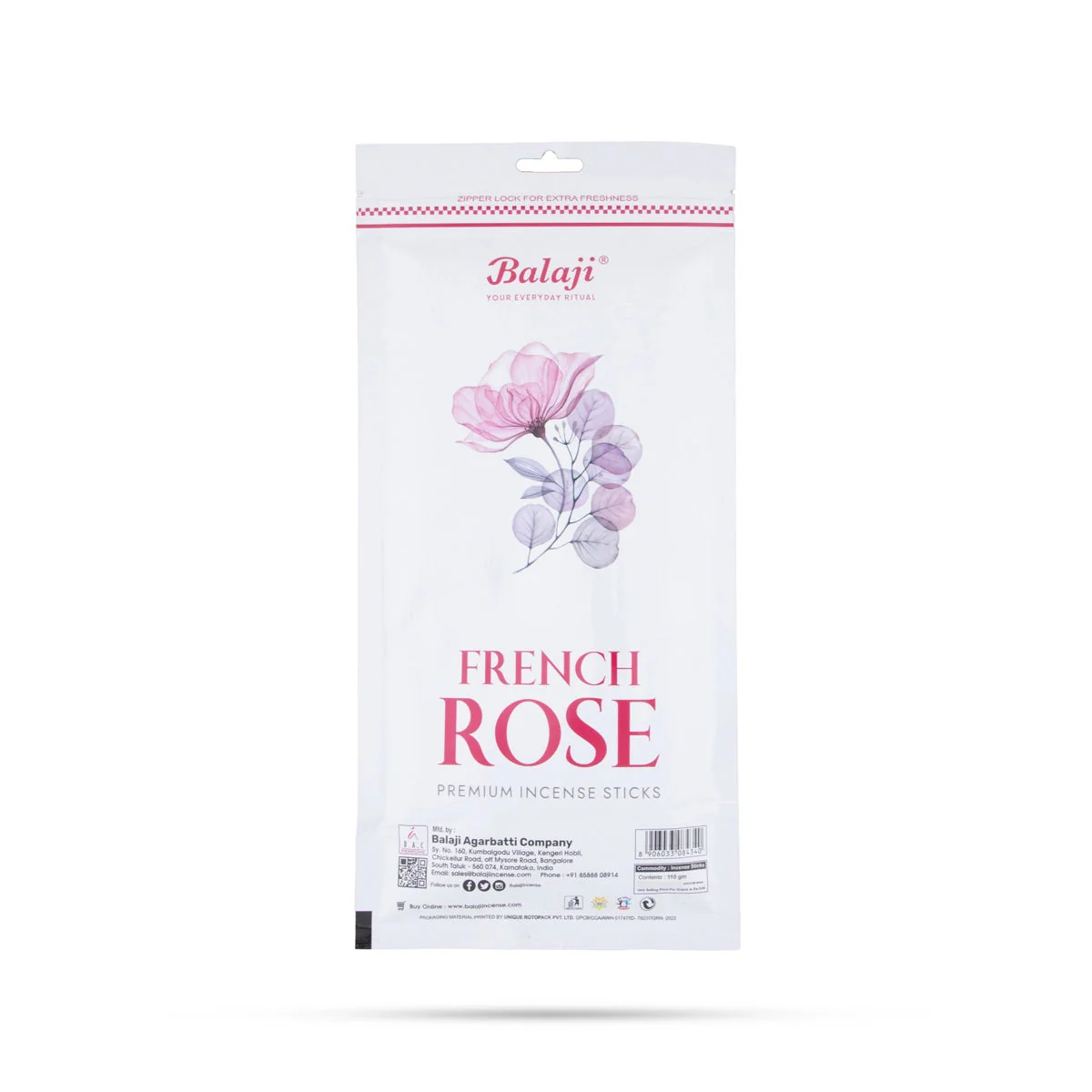 Balaji French Rose Agarbatti - 110 Gms | Incense Sticks/ Agarbathi for Pooja - Image 2