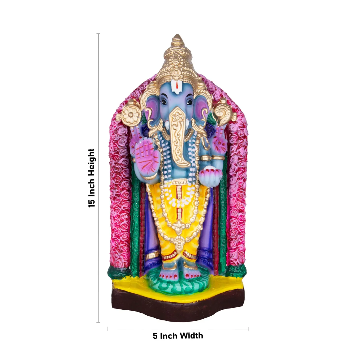 Balaji Ganesh Paper Mache Golu Bommai - 15 x 5 Inches | Giri Golu Doll/ Ganesh Chaturthi Decor/Gombe/Bommai - Image 2