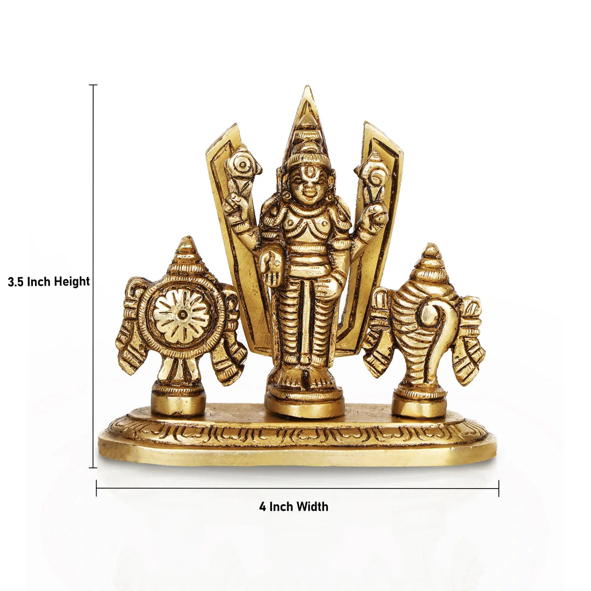 Balaji Idol With Shankh Chakra - 3.5 x 4 Inches | Antique Brass Idol/ Venkateswara Swamy Idol for Pooja - Image 2