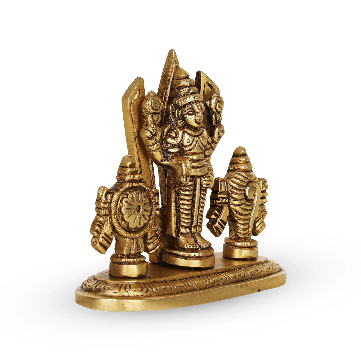 Balaji Idol With Shankh Chakra - 3.5 x 4 Inches | Antique Brass Idol/ Venkateswara Swamy Idol for Pooja - Image 3