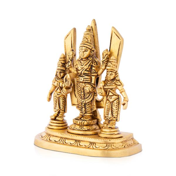 Balaji Idol With Sridevi Boodevi - 5 x 4.5 Inches | Antique Brass Idol/ Perumal Statue for Pooja - Image 2