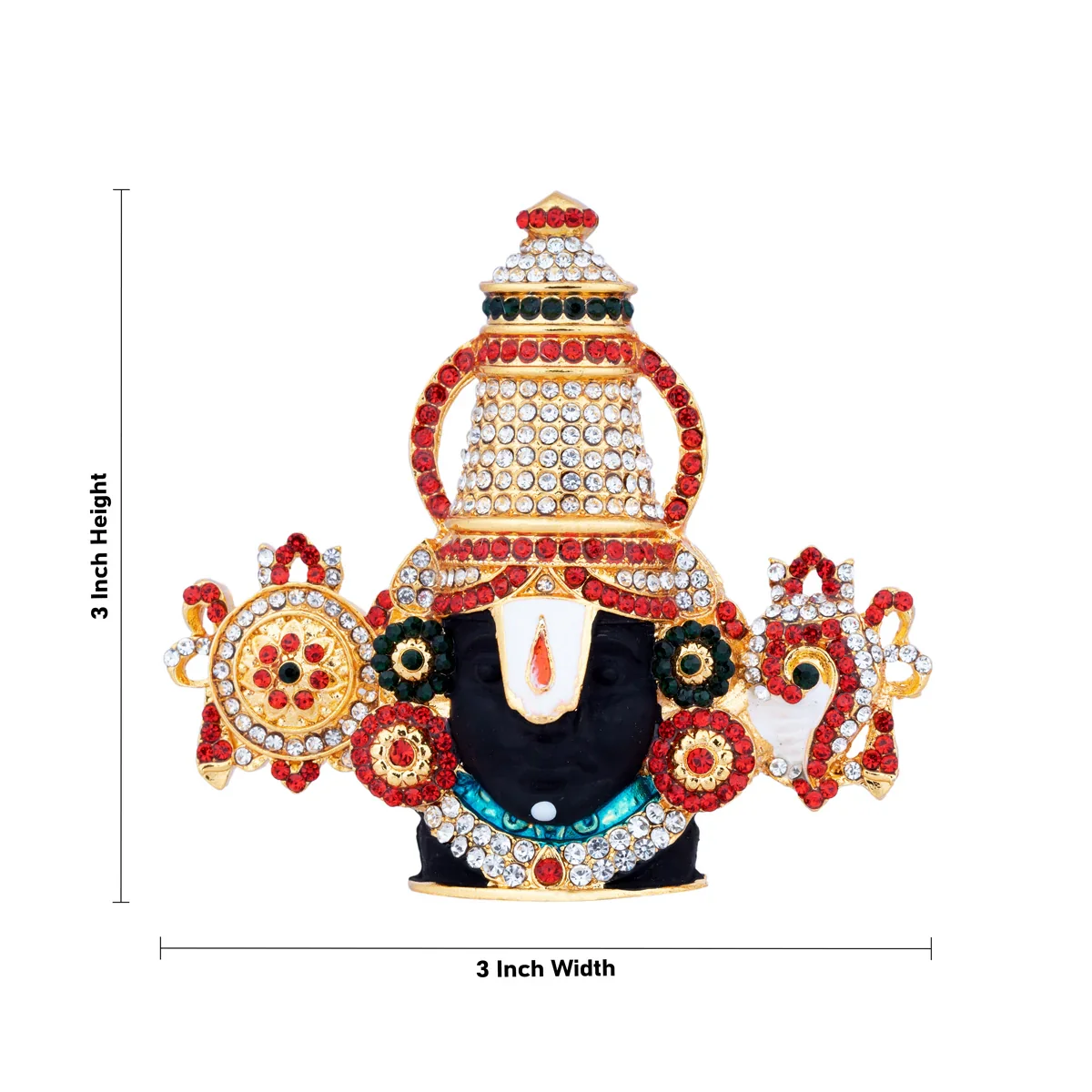 Balaji Murti - 3 x 3 Inches | Stone Balaji Statue/ Stone Tirupati Balaji Idol for Car Decor - Image 5