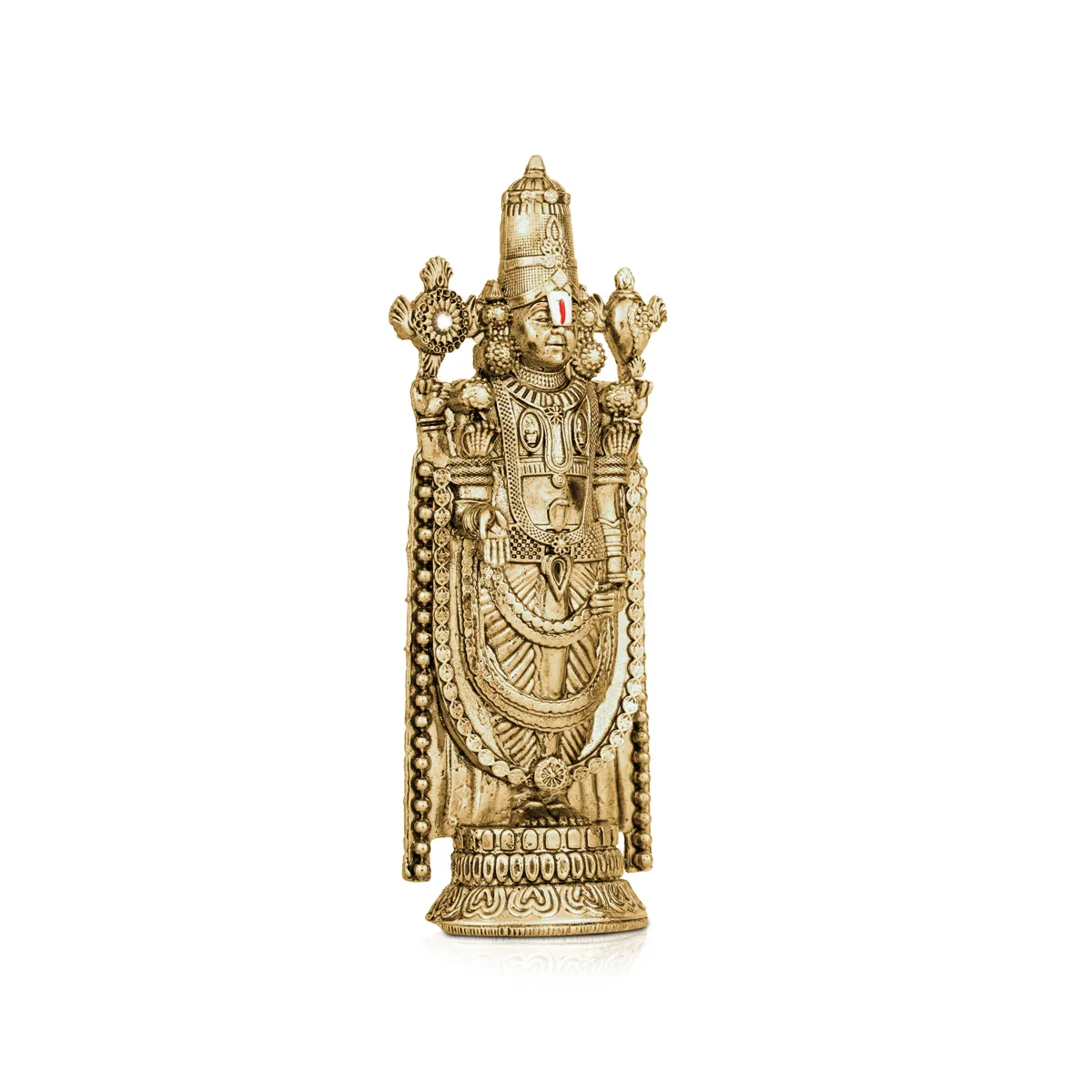 Balaji Murti - 5 x 2 Inches | Gold Polish Balaji Standing Statue/ Tirupati Balaji Idol for Pooja - Image 2