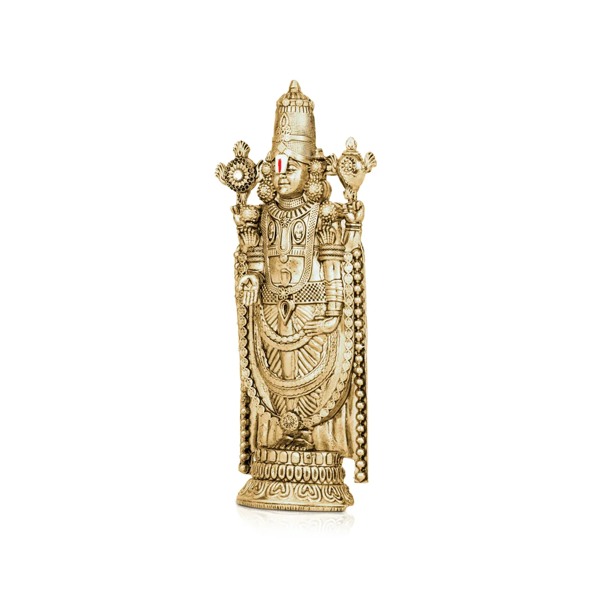 Balaji Murti - 5 x 2 Inches | Gold Polish Balaji Standing Statue/ Tirupati Balaji Idol for Pooja - Image 3