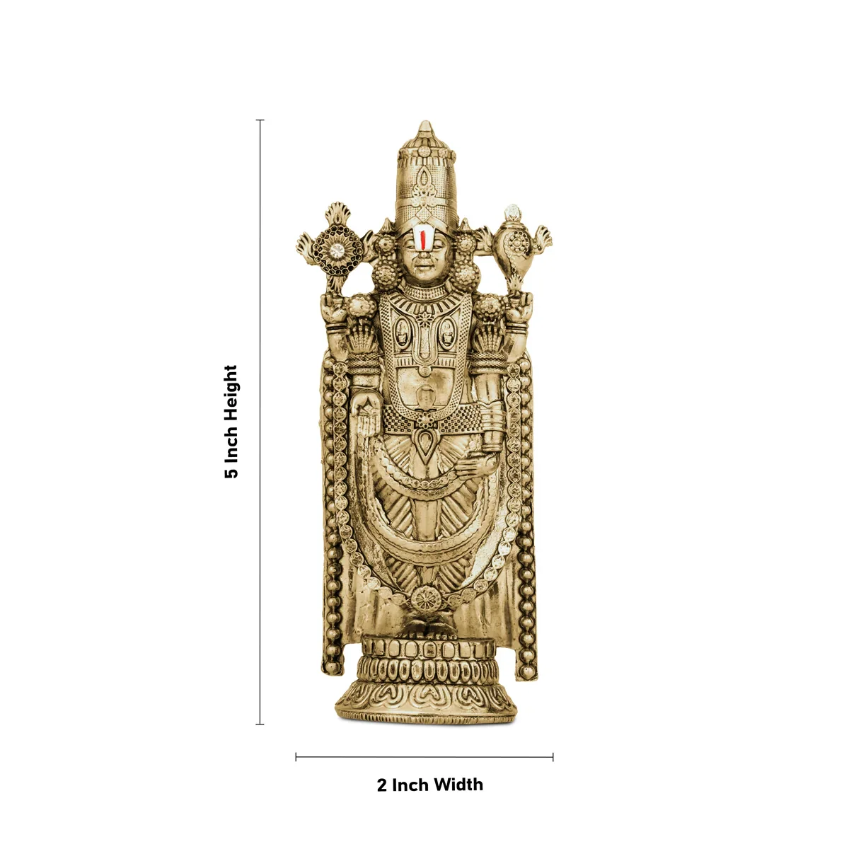 Balaji Murti - 5 x 2 Inches | Gold Polish Balaji Standing Statue/ Tirupati Balaji Idol for Pooja - Image 5