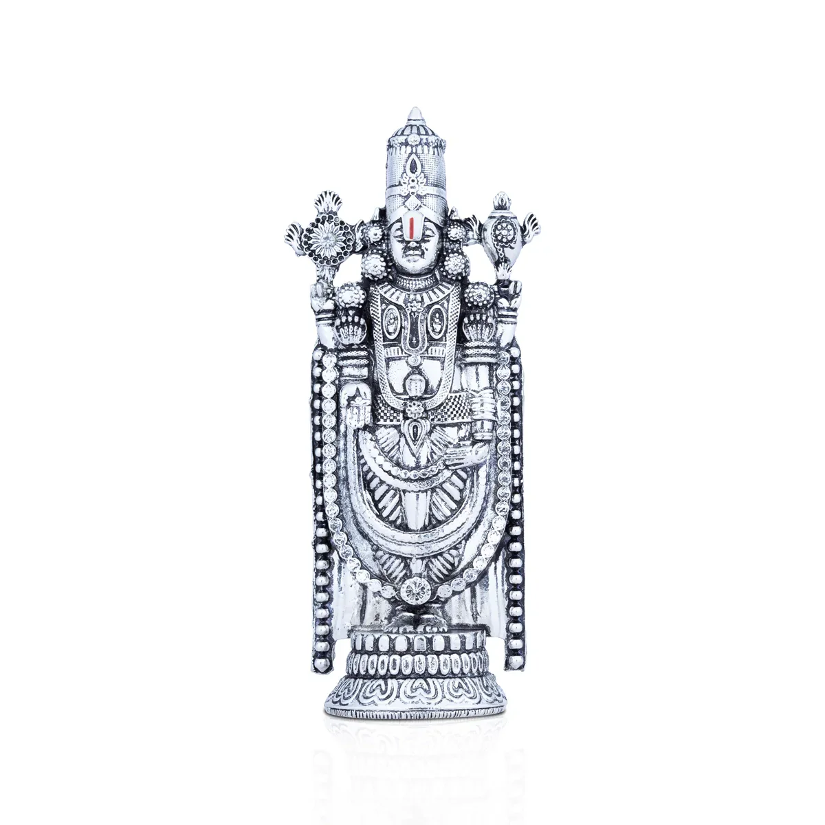 Balaji Murti - 5 x 2 Inches | Silver Polish Balaji Standing Statue/ Tirupati Balaji Idol for Pooja - Image 2