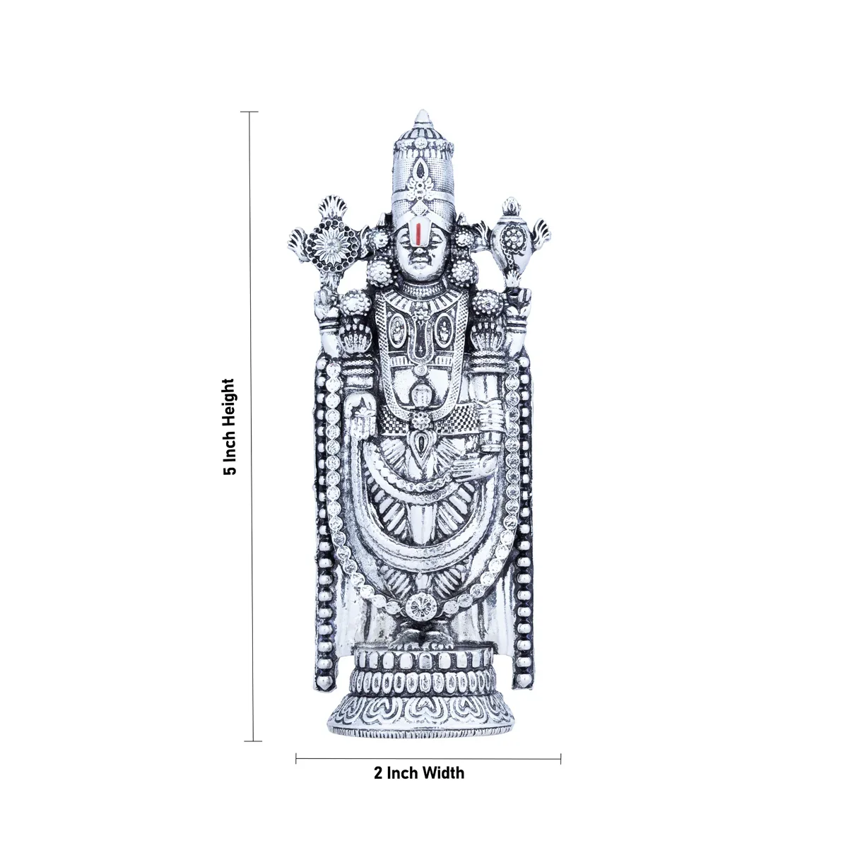 Balaji Murti - 5 x 2 Inches | Silver Polish Balaji Standing Statue/ Tirupati Balaji Idol for Pooja - Image 5