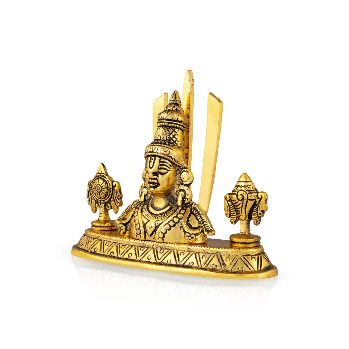 Balaji Murti With Namam Shankh Chakram - 6 x 7 Inches | Gold Polish & Aluminium Vishnu Sangu Chakram for Home - Image 2