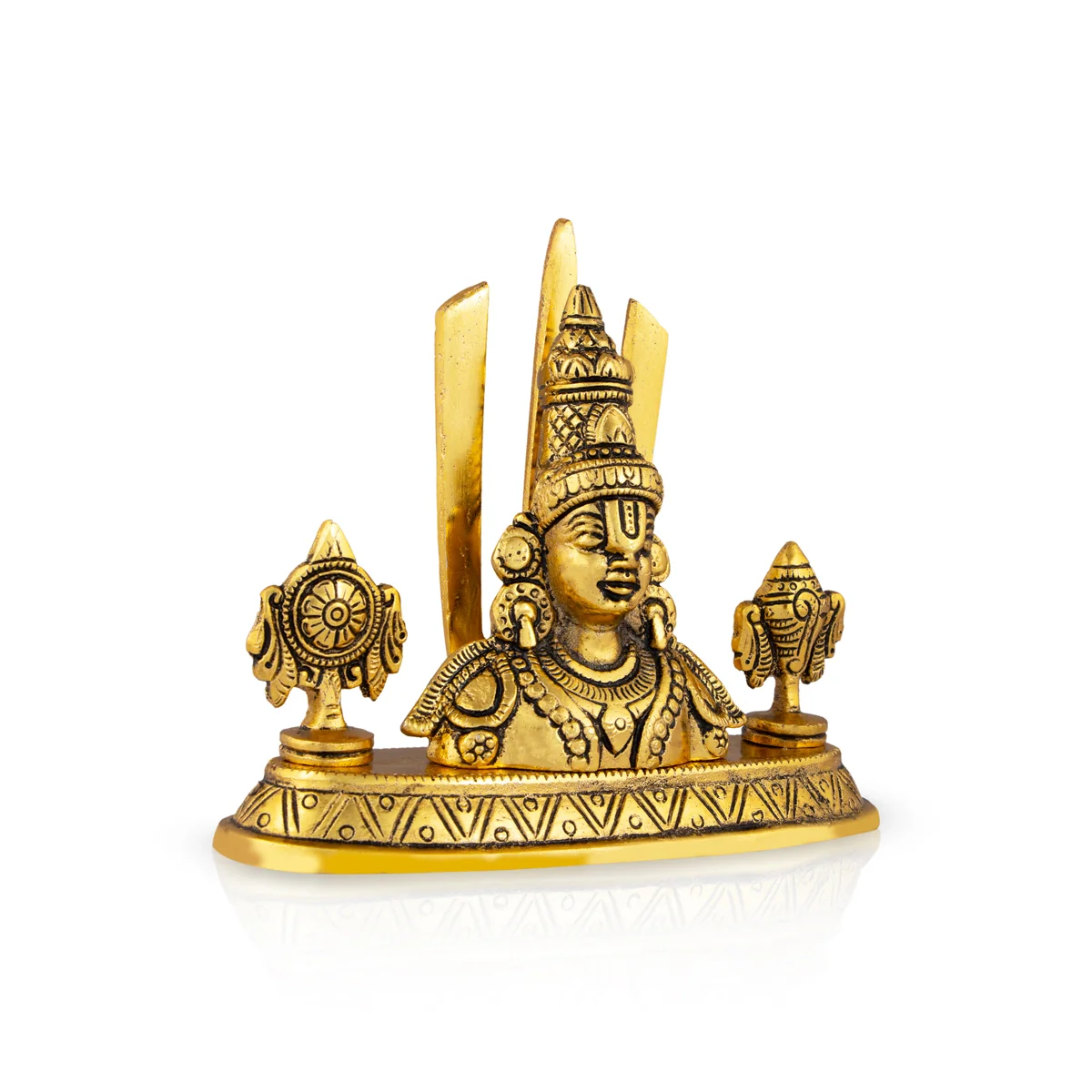 Balaji Murti With Namam Shankh Chakram - 6 x 7 Inches | Gold Polish & Aluminium Vishnu Sangu Chakram for Home - Image 3
