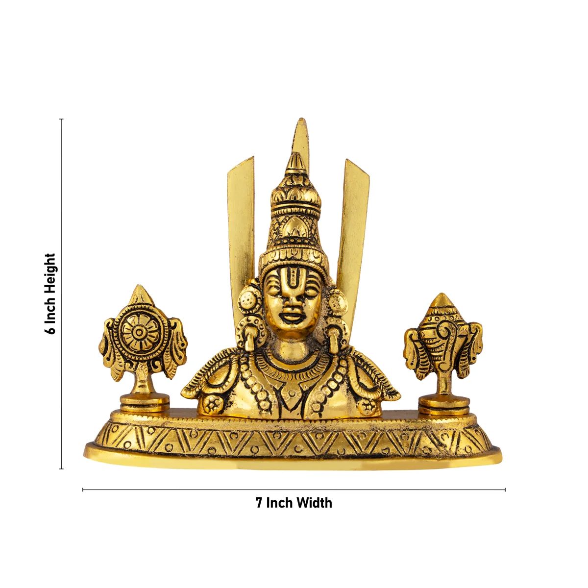 Balaji Murti With Namam Shankh Chakram - 6 x 7 Inches | Gold Polish & Aluminium Vishnu Sangu Chakram for Home - Image 4