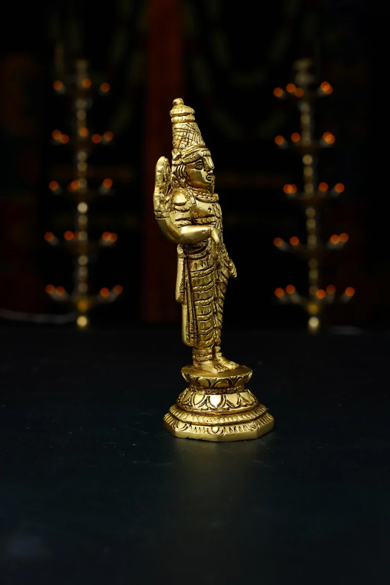 Balaji Standing - 5.5 Inch | Antique Brass Statue/ Balaji Idols for Pooja/ 460 Gms Approx - Image 2