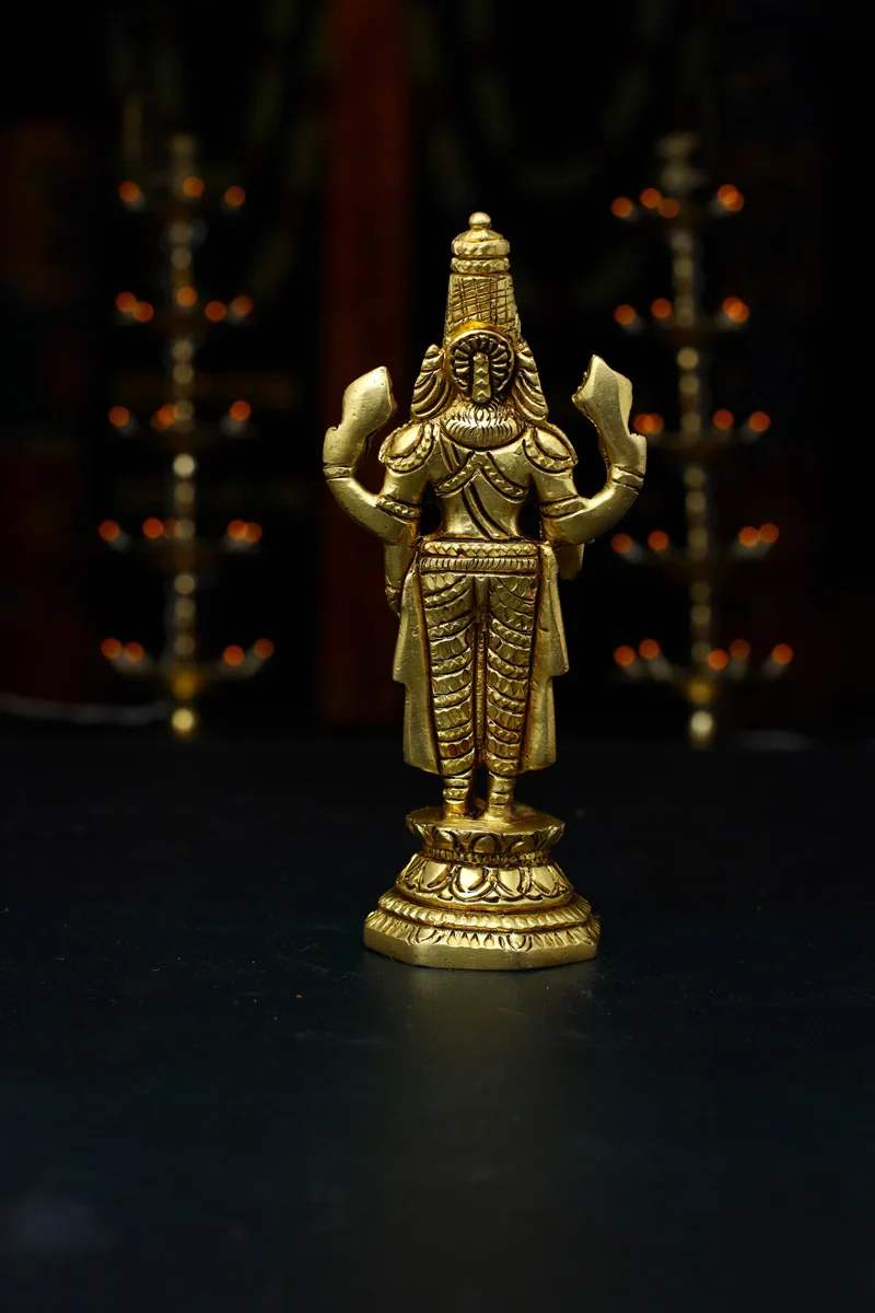 Balaji Standing - 5.5 Inch | Antique Brass Statue/ Balaji Idols for Pooja/ 460 Gms Approx - Image 4