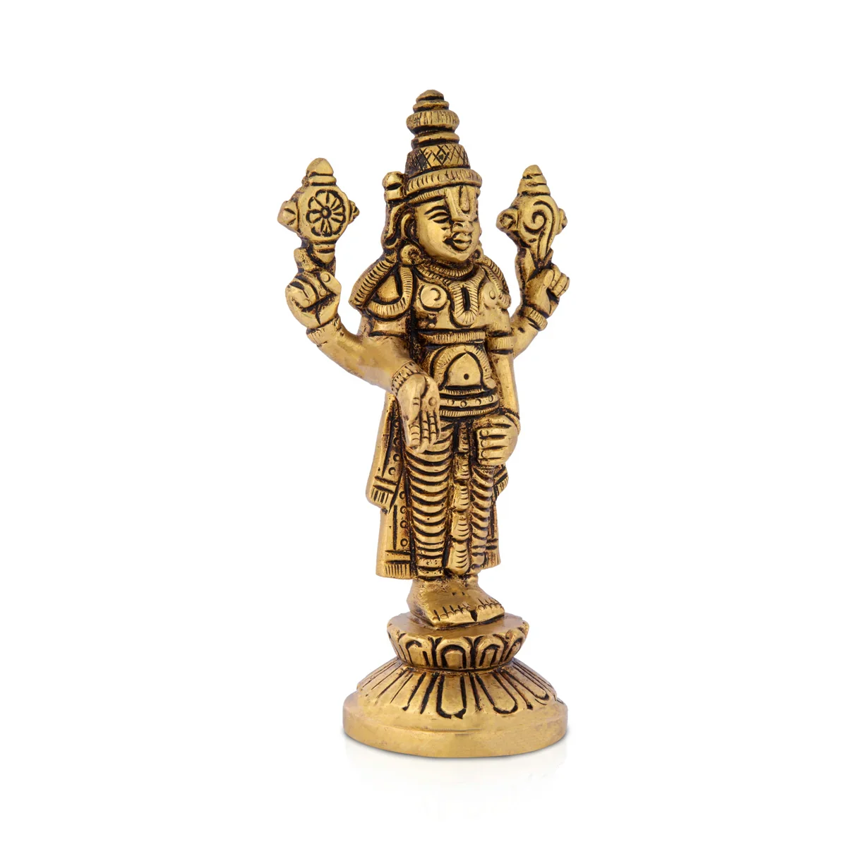 Balaji Standing - 5 Inches | Antique Brass Statue/ Balaji Idols for Pooja/ 375 Gms Approx - Image 3