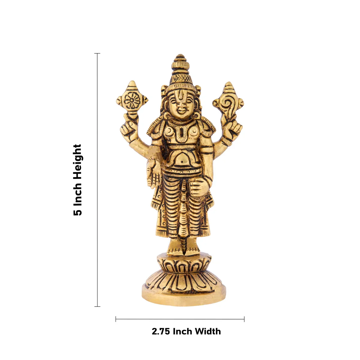 Balaji Standing - 5 Inches | Antique Brass Statue/ Balaji Idols for Pooja/ 375 Gms Approx - Image 5