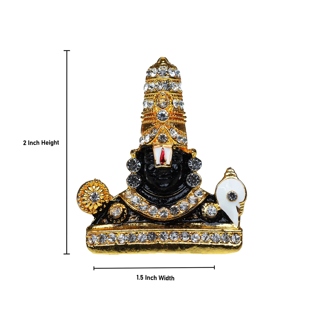 Balaji Statue - 2 x 1.5 Inches | Multicolour Stone Lord Venkateswara Idol for Car Decor - Image 3