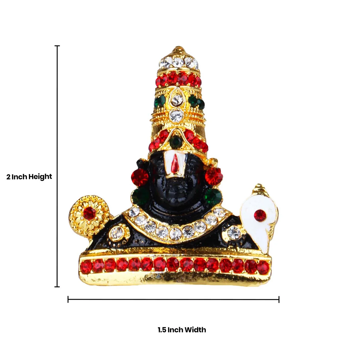 Balaji Statue - 2 x 1.5 Inches | Multicolour Stone Lord Venkateswara Idol for Car Decor - Image 2