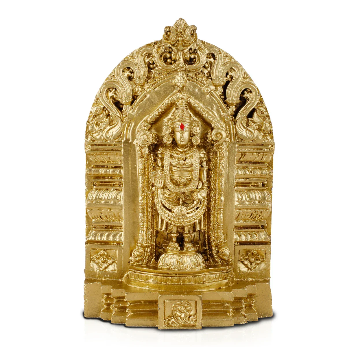 Balaji Statue - 6 Inches | Resin Statue/ Golden Polish Venkateswara Idol for Car Decor - Image 2