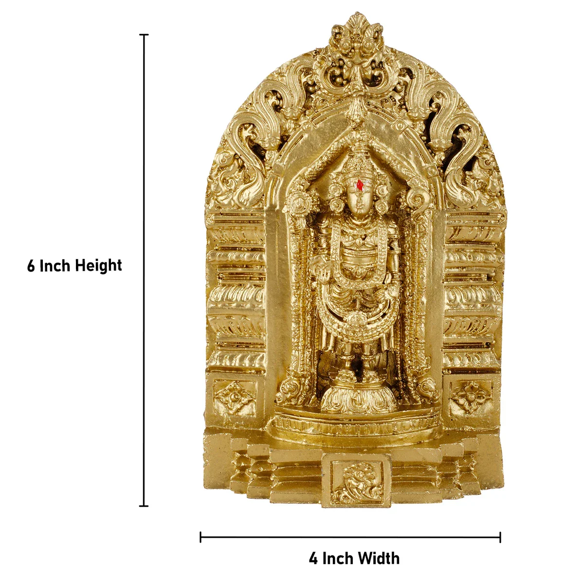 Balaji Statue - 6 Inches | Resin Statue/ Golden Polish Venkateswara Idol for Car Decor - Image 6