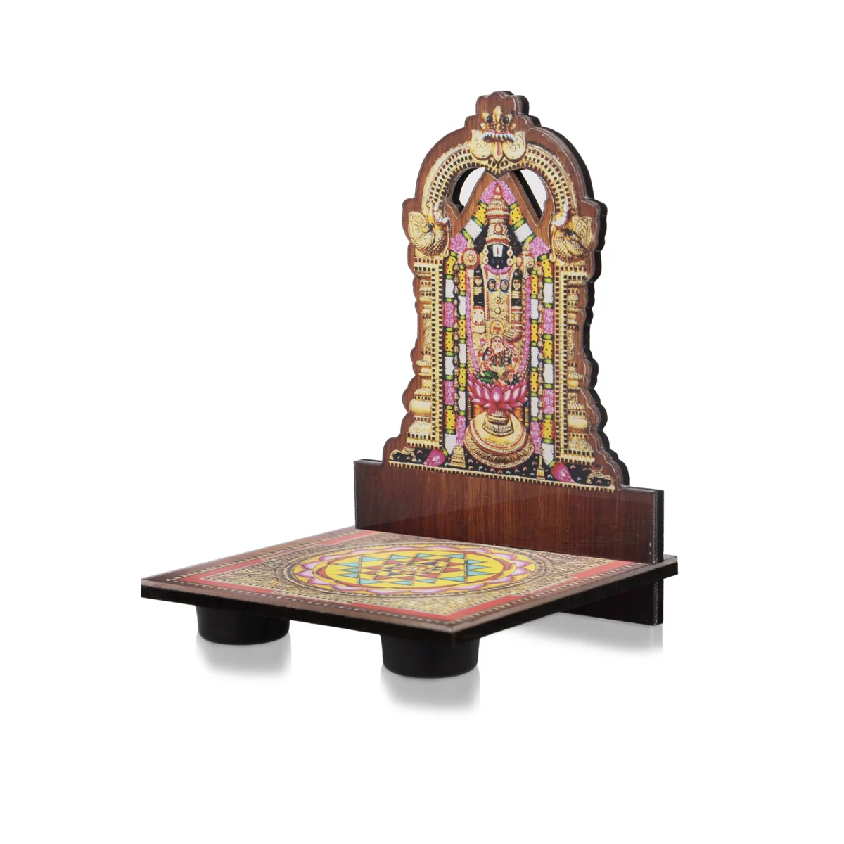 Sri Chakra Design Manai Palagai With Balaji Photo Frame - 4 x 3 Inches | Bajot With Picture Frame for Pooja/ 50 Gms - Image 3