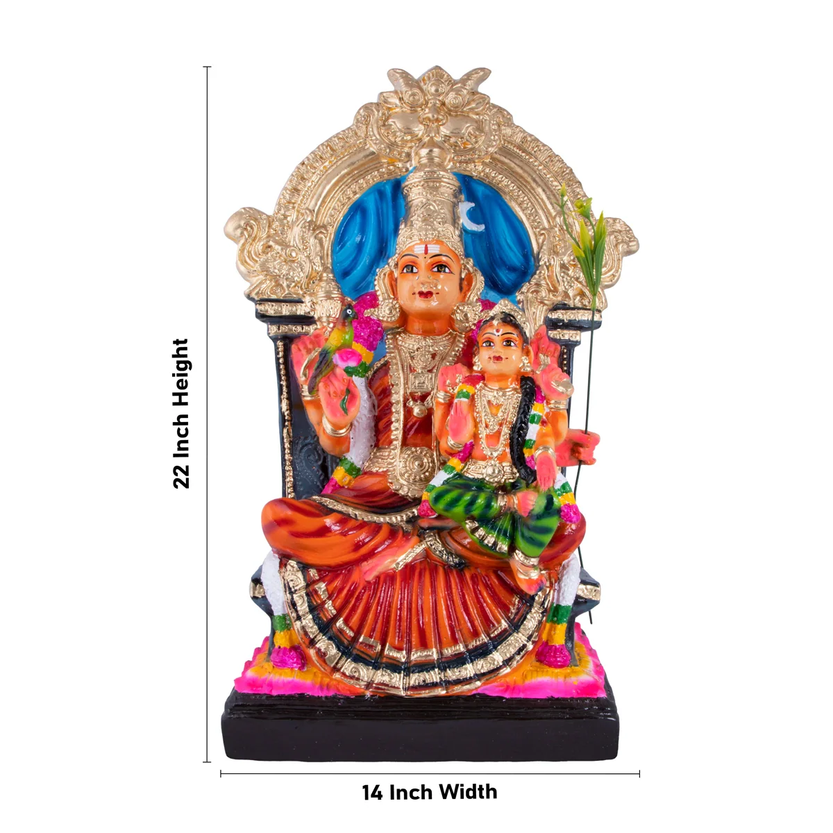 Balambigai Sitting On Kamakshi Paper Mache Golu Bommai - 22 x 14 Inches | Giri Golu Doll/ Navaratri Golu Bomma - Image 2