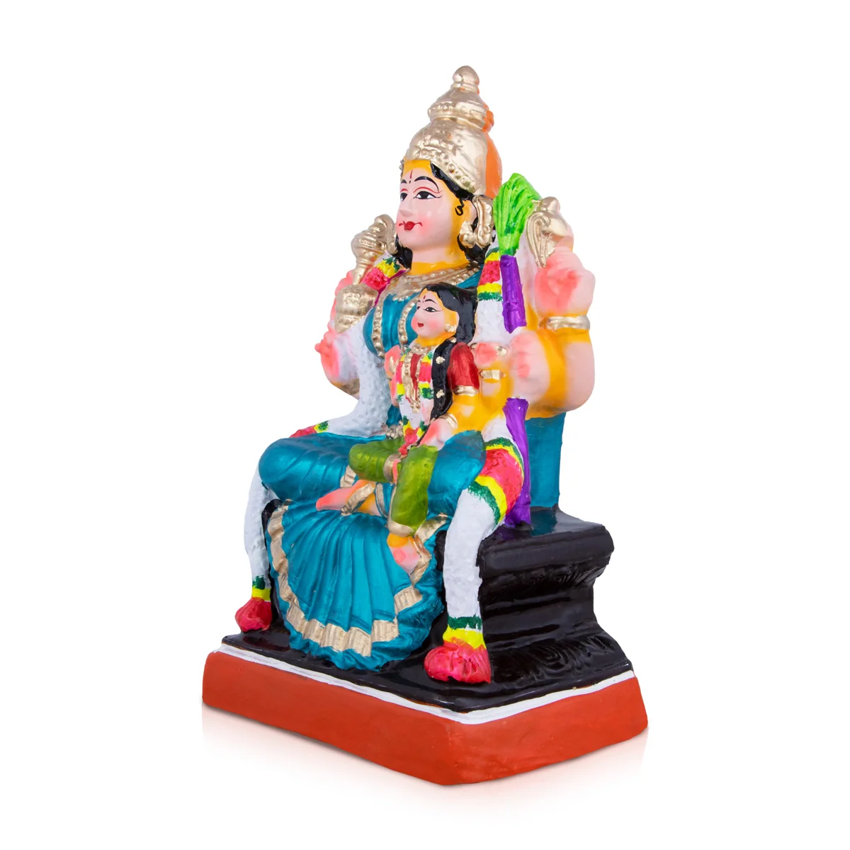Balambigai Sitting On Thiripurasundari Clay Golu Bommai - 12 X 7 Inches | Navaratri Golu Gombe/ Giri Golu Doll - Image 4