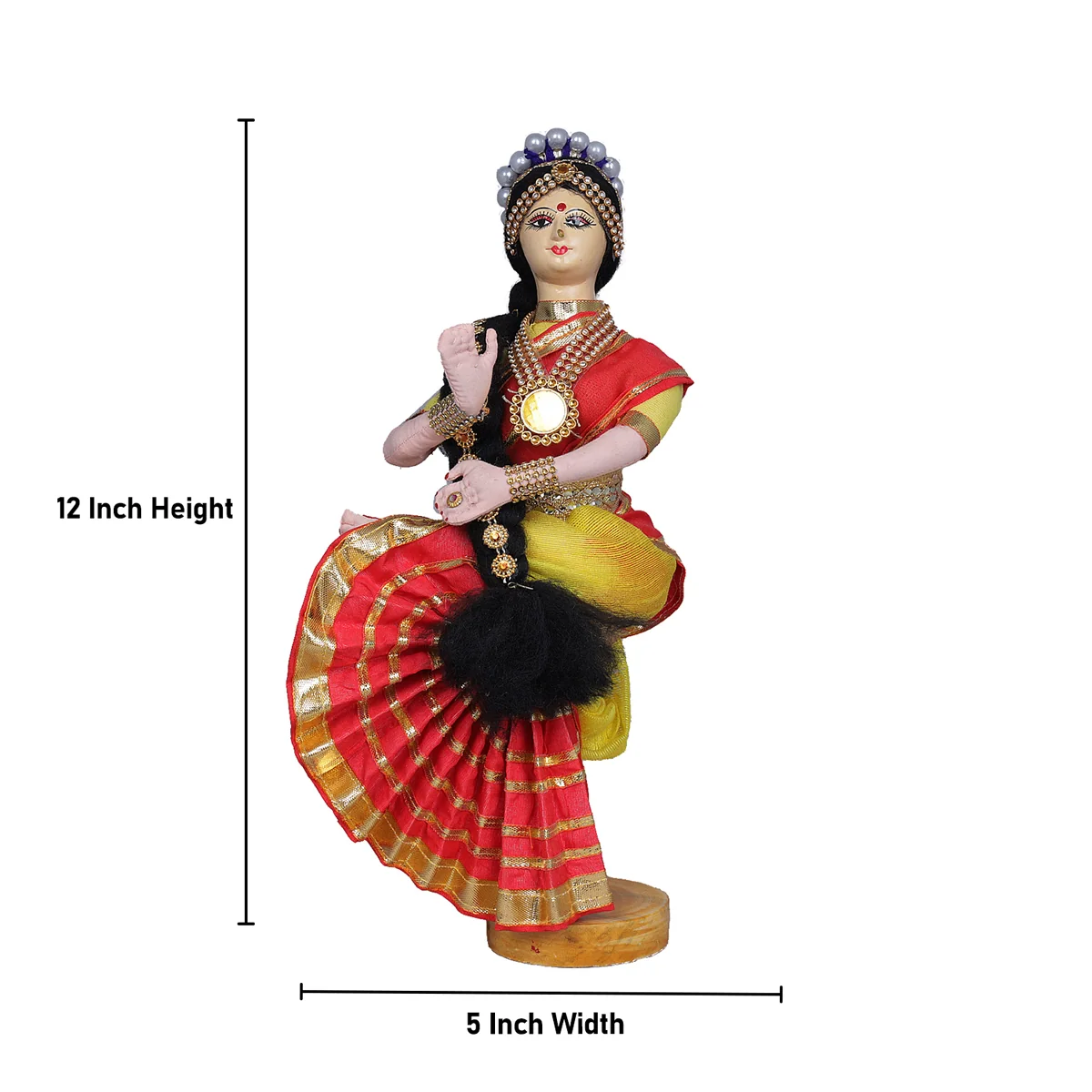 Bharatanatyam Dancing Doll Cloth Golu Bommai Pair - 12 Inches | Giri Golu Doll/ Navaratri Golu Bomma/Gombe/Bommai - Image 10