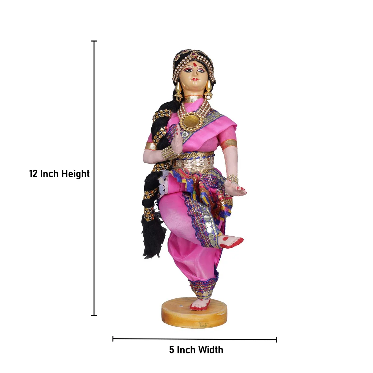 Bharatanatyam Dancing Doll Cloth Golu Bommai Pair - 12 Inches | Giri Golu Doll/ Navaratri Golu Bomma/Gombe/Bommai - Image 6