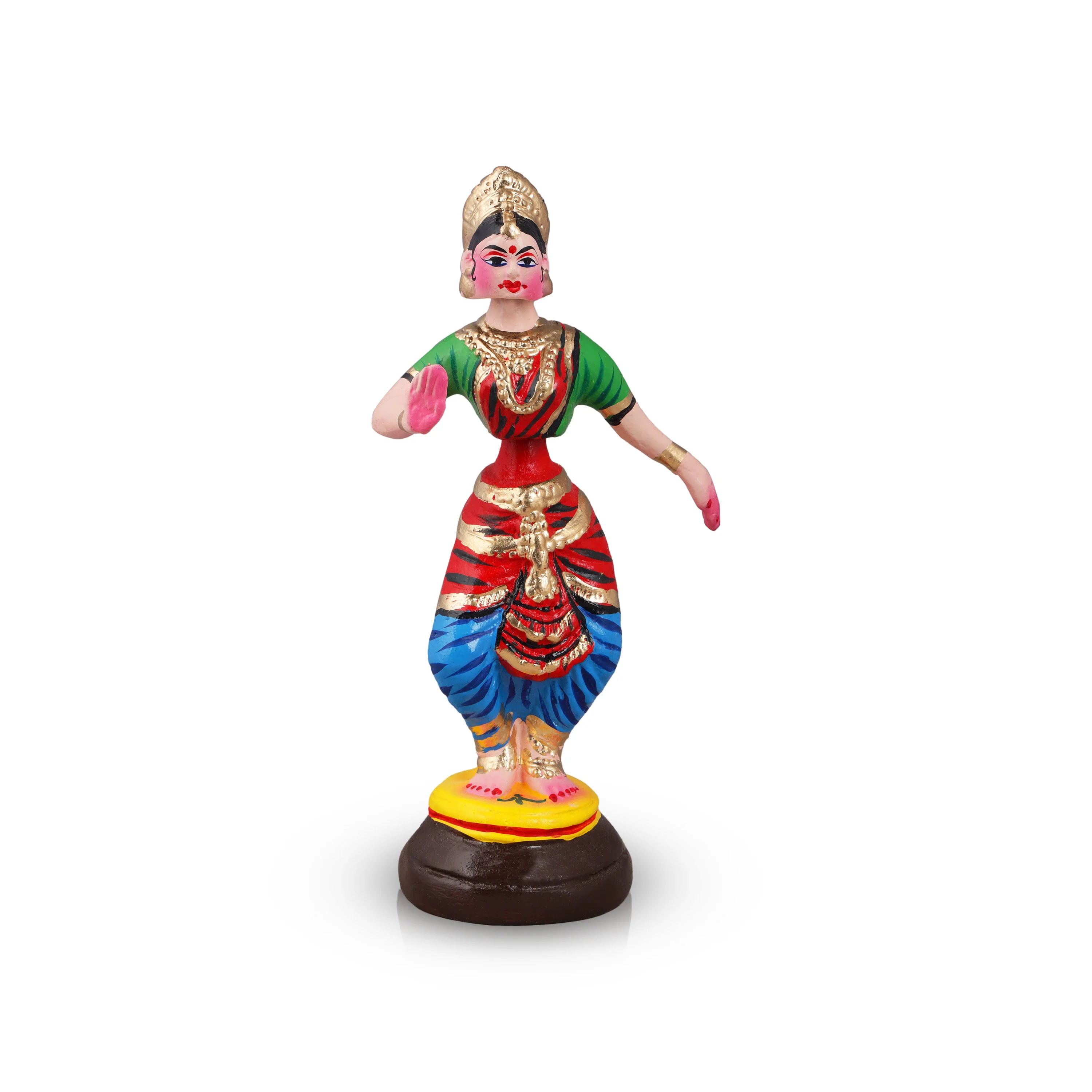 Bharatanatyam Dance Doll Paper Mache Golu Bommai - 12 x 6 Inches | Giri Golu Doll/ Navaratri Golu Bomma/Gombe - Image 2