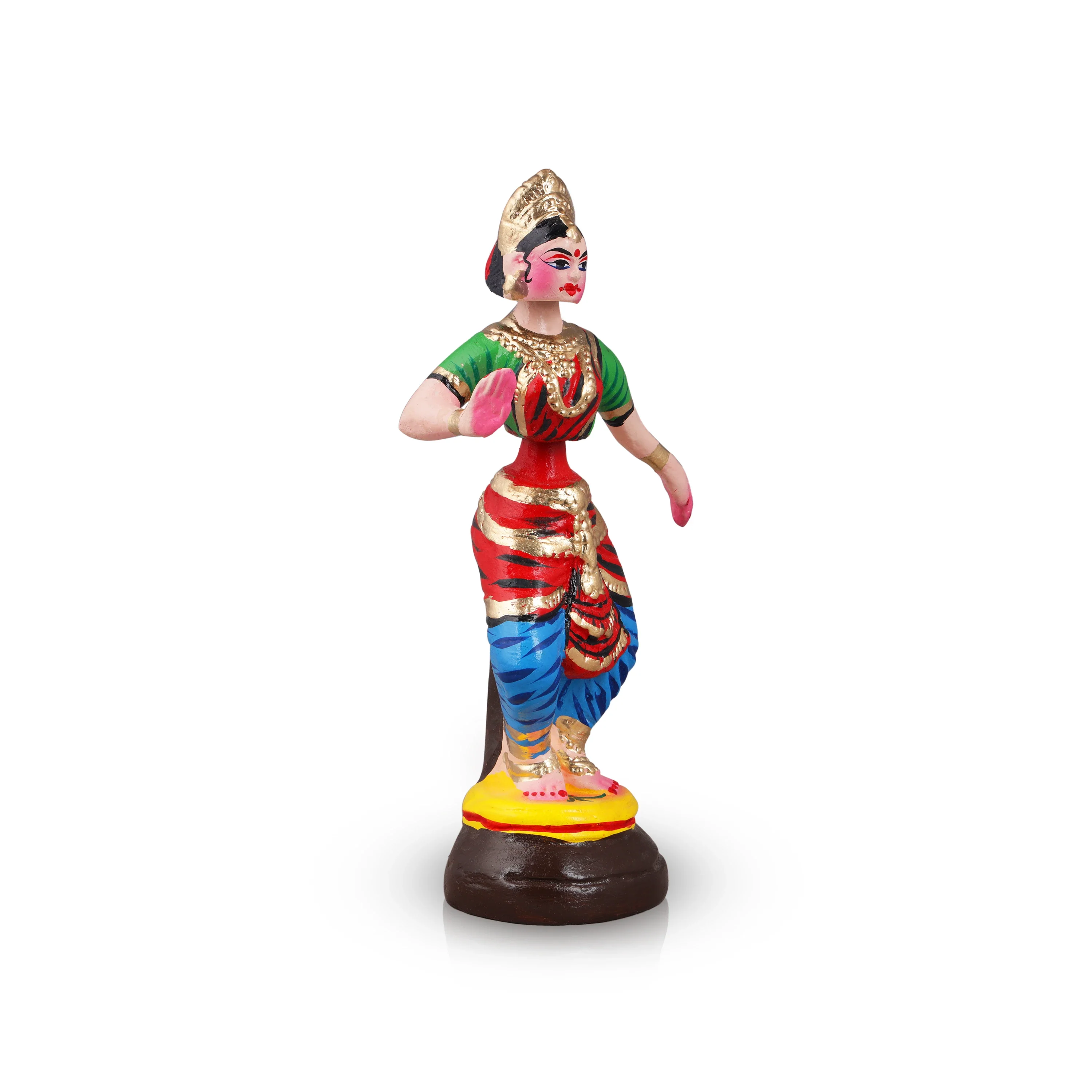Bharatanatyam Dance Doll Paper Mache Golu Bommai - 12 x 6 Inches | Giri Golu Doll/ Navaratri Golu Bomma/Gombe - Image 5